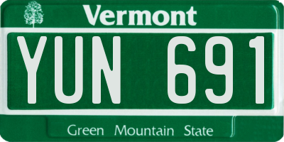 VT license plate YUN691