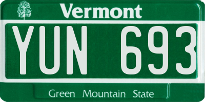 VT license plate YUN693
