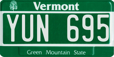 VT license plate YUN695