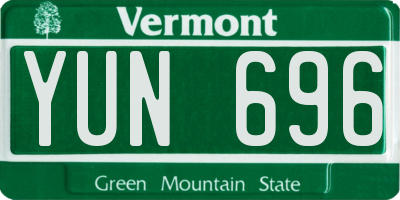 VT license plate YUN696
