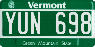 VT license plate YUN698