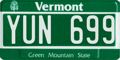 VT license plate YUN699