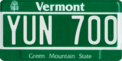 VT license plate YUN700
