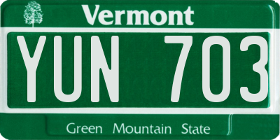 VT license plate YUN703