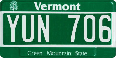 VT license plate YUN706