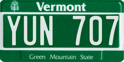 VT license plate YUN707