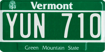 VT license plate YUN710