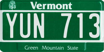 VT license plate YUN713