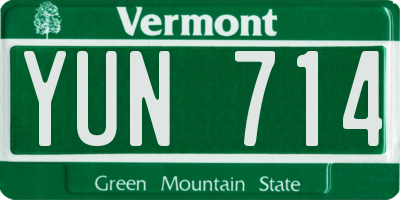 VT license plate YUN714