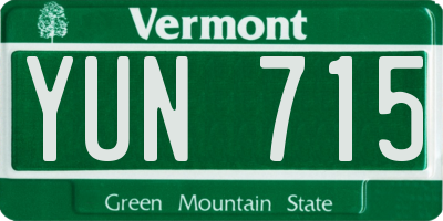 VT license plate YUN715