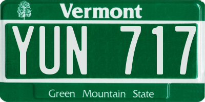 VT license plate YUN717