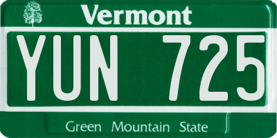 VT license plate YUN725