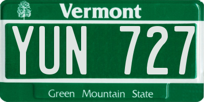 VT license plate YUN727