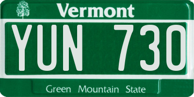VT license plate YUN730