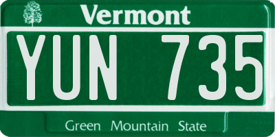 VT license plate YUN735