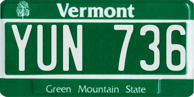 VT license plate YUN736