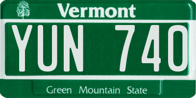 VT license plate YUN740