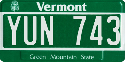 VT license plate YUN743