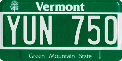 VT license plate YUN750