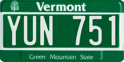 VT license plate YUN751