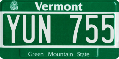 VT license plate YUN755