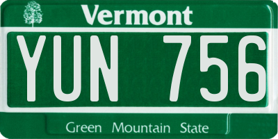 VT license plate YUN756