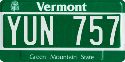 VT license plate YUN757