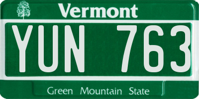 VT license plate YUN763