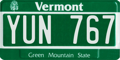 VT license plate YUN767