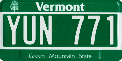 VT license plate YUN771