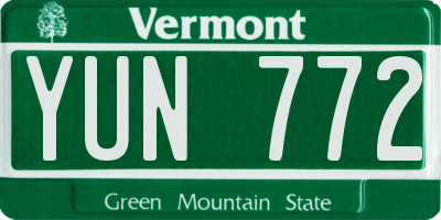 VT license plate YUN772