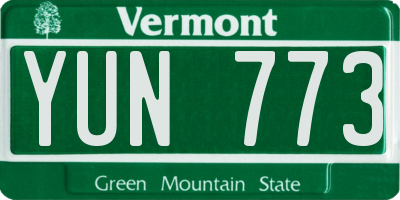 VT license plate YUN773