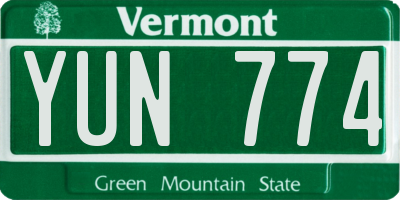 VT license plate YUN774