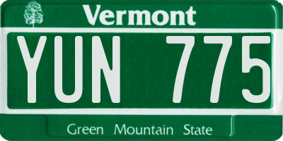 VT license plate YUN775