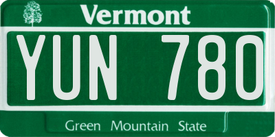 VT license plate YUN780
