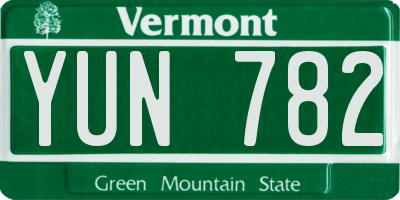 VT license plate YUN782