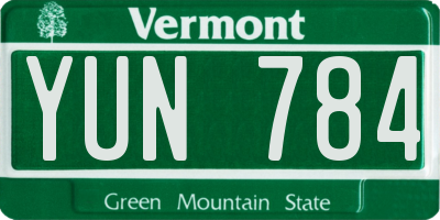 VT license plate YUN784