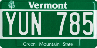 VT license plate YUN785