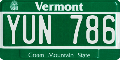 VT license plate YUN786