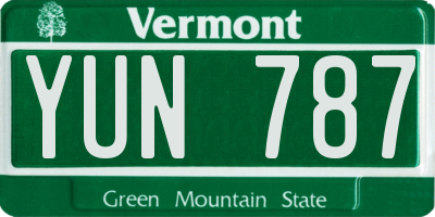 VT license plate YUN787