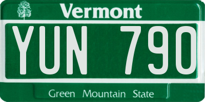 VT license plate YUN790
