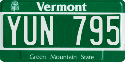 VT license plate YUN795