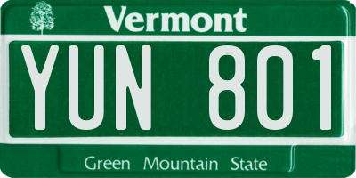 VT license plate YUN801