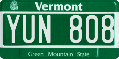 VT license plate YUN808