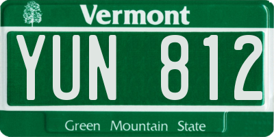 VT license plate YUN812