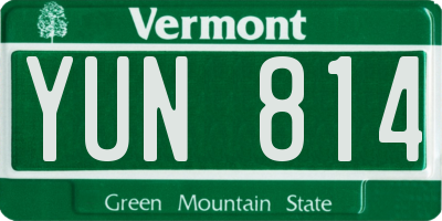 VT license plate YUN814