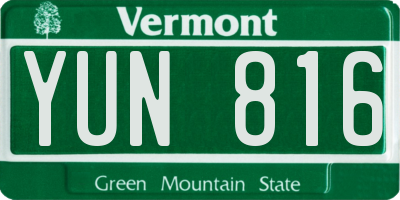 VT license plate YUN816