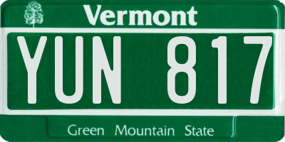 VT license plate YUN817