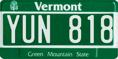 VT license plate YUN818