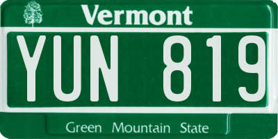 VT license plate YUN819